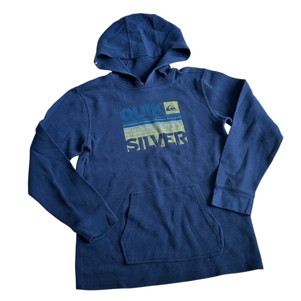 Quiksilver Blue Waffle Hoodie - Size Medium (10/12)